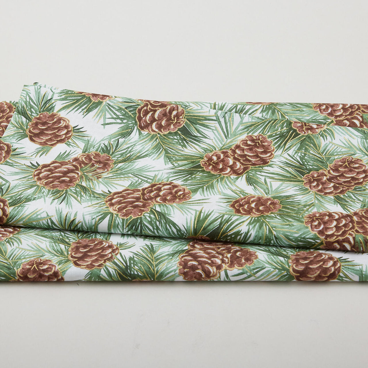 Glad Tidings Favorites - Pinecones White Metallic 2 Yard Cut