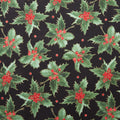 Glad Tidings Favorites - Holly Black Metallic 2 Yard Cut