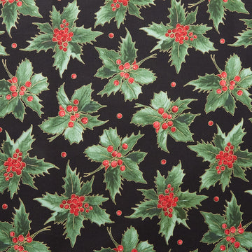 Glad Tidings Favorites - Holly Black Metallic 2 Yard Cut