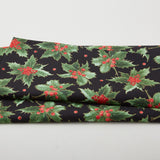 Glad Tidings Favorites - Holly Black Metallic 2 Yard Cut
