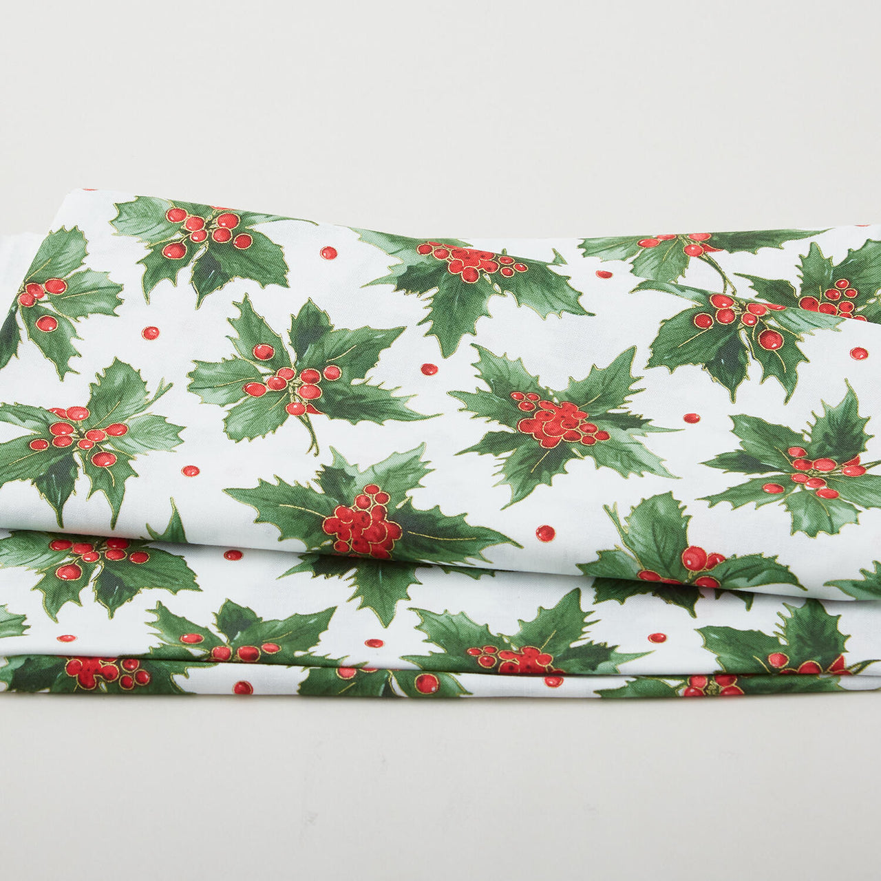Glad Tidings Favorites - Holly White Metallic 2 Yard Cut