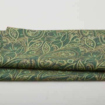 Glad Tidings Favorites - Paisley Green Metallic 2 Yard Cut
