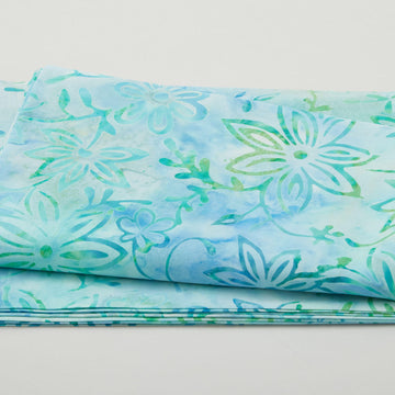 Java Batiks - Aegean Flowers Turquoise 2 Yard Cut