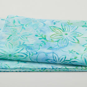 Java Batiks - Aegean Flowers Turquoise 2 Yard Cut
