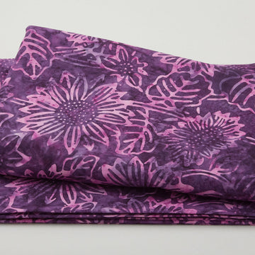 Java Batiks - Abundant Sunflowers Purple 3 Yard Cut