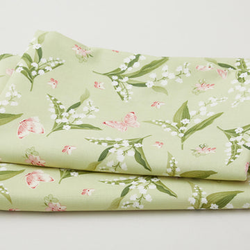 Sensibility Favorites - Lilies & Butterflies Green 2 Yard Cut