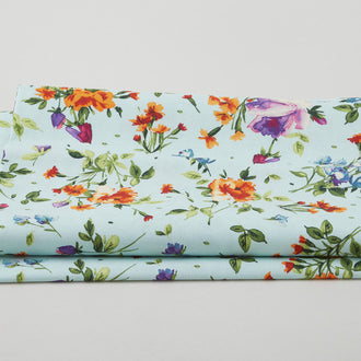 Bloom On Favorites - Spaced Floral Aqua 2 Yard Cut