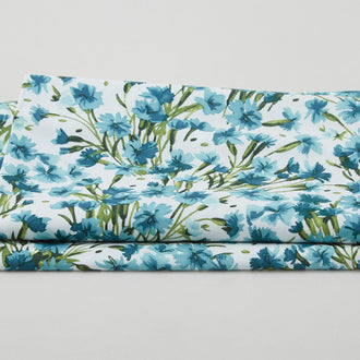 Bloom On Favorites - Packed Floral Aqua 2 Yard Cut