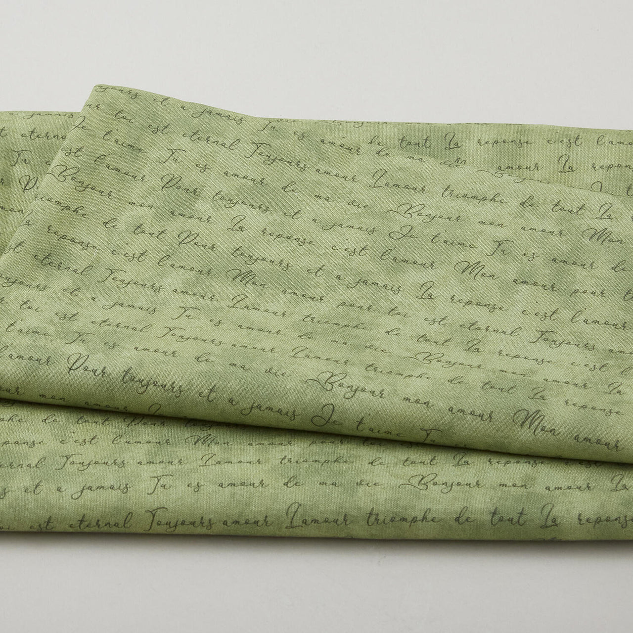 Amour Favorites - Romantic Words Green 2 Yard Cuts