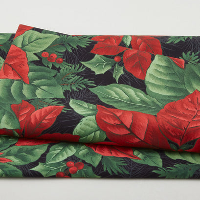 Evergreen Bows Favorites - Poinsettia Black 2 Yard Cuts