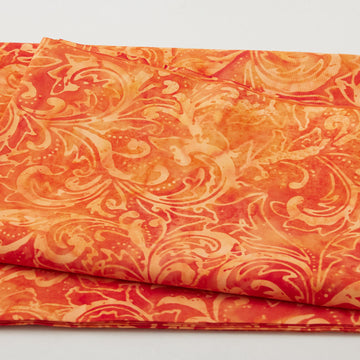 Java Batiks - Orange Scroll Orange 2 Yard Cut