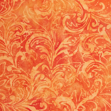 Java Batiks - Orange Scroll Orange 2 Yard Cut