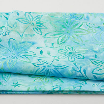 Java Batiks - Aegean Flowers Turquoise 2 Yard Cut
