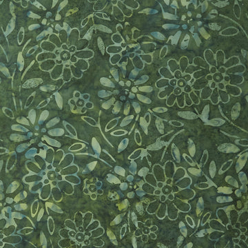 Java Batiks - Emerald Bouquet Green 2 Yard Cut