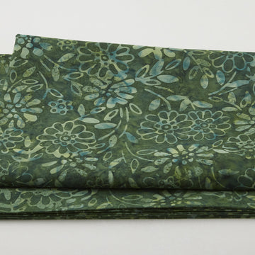 Java Batiks - Emerald Bouquet Green 2 Yard Cut