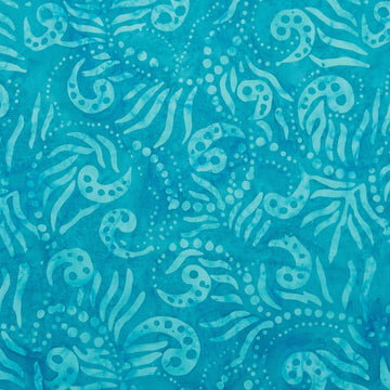 Java Batiks - Caribbean Swirl Turquoise 2 Yard Cut