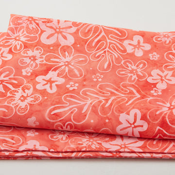 Java Batiks - Persimmon Floral Orange 3 Yard Cut