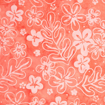 Java Batiks - Persimmon Floral Orange 3 Yard Cut