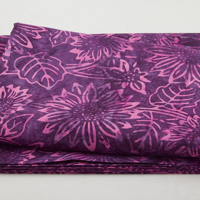 Java Batiks - Abundant Sunflowers Purple 3 Yard Cut