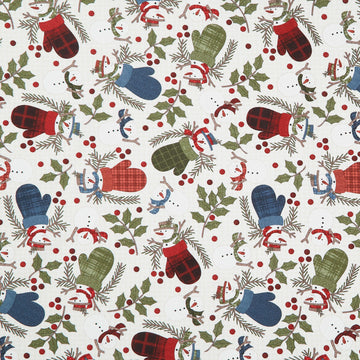 Holly Jolly Flannel - Snowmen Cream Yardage