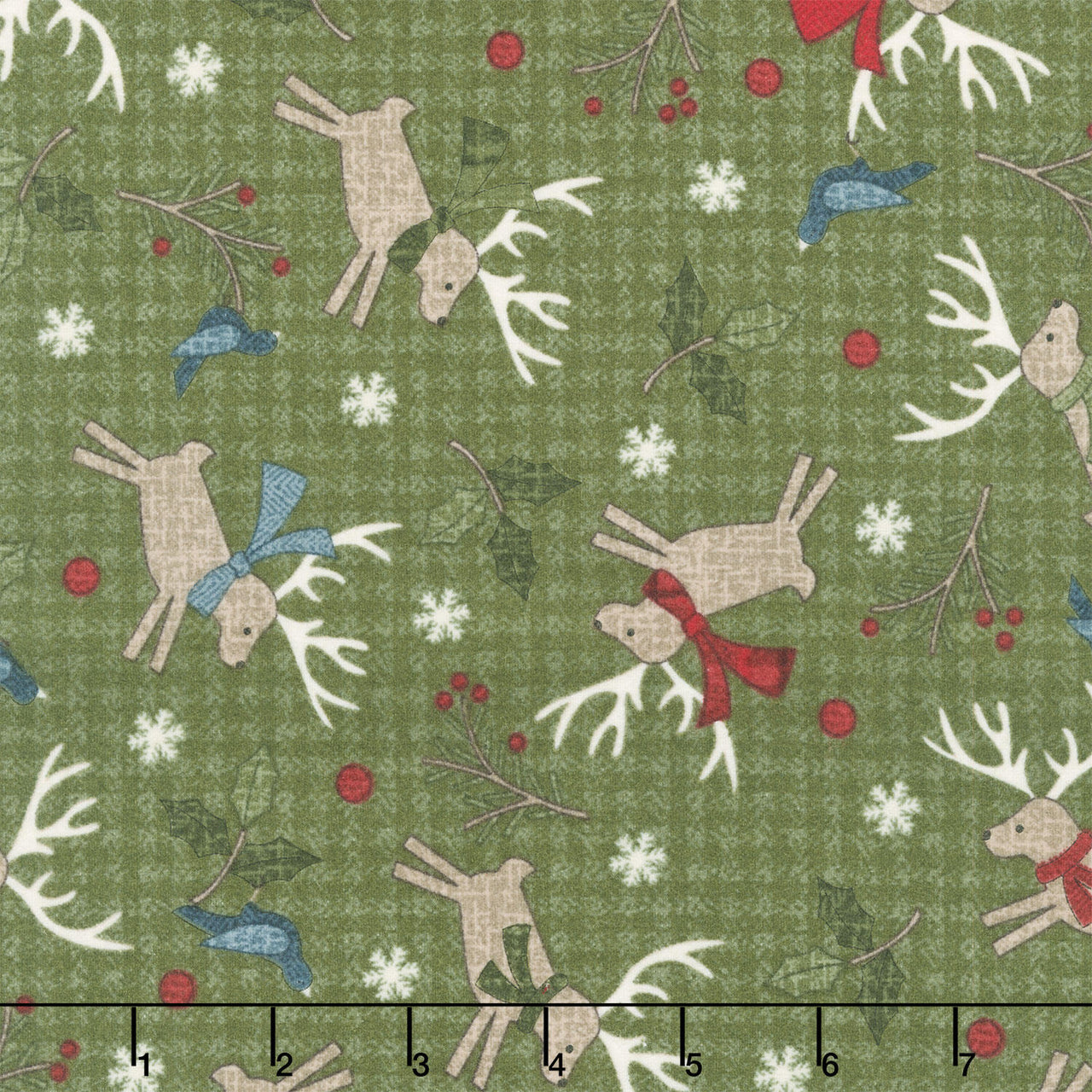 Holly Jolly Flannel - Deer Green Yardage