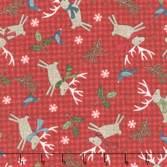 Holly Jolly Flannel - Deer Red Yardage