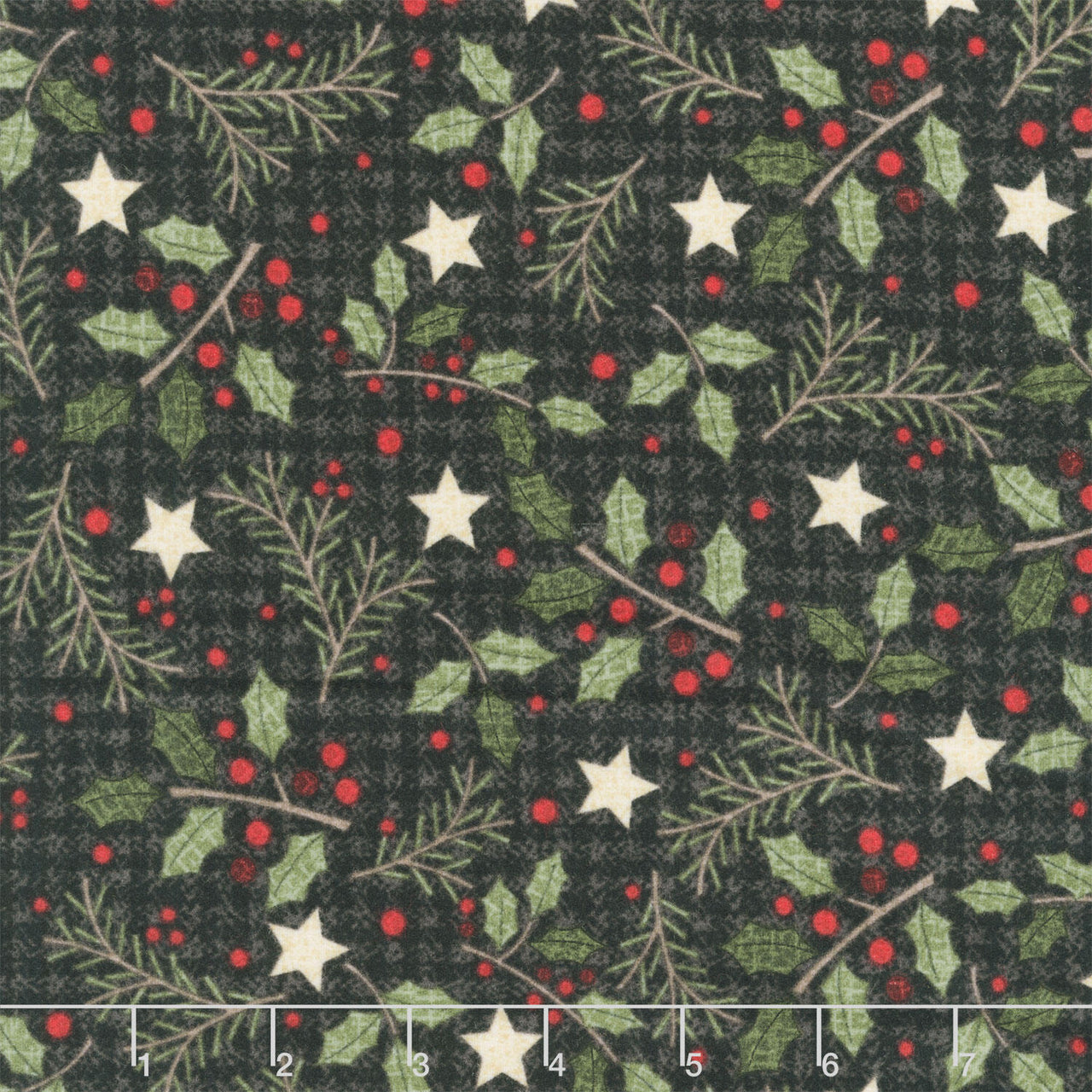 Holly Jolly Flannel - Holly Black Yardage