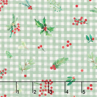 Winter Wreaths - Gingham Greens Green Yardage
