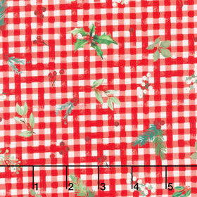 Winter Wreaths - Gingham Greens Red Yardage
