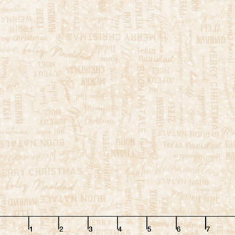 Winter Wreaths - Merry Christmas Cream Yardage