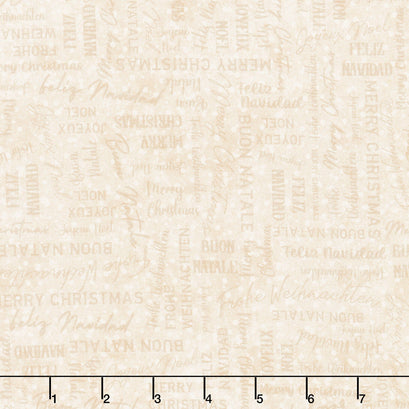 Winter Wreaths - Merry Christmas Cream Yardage