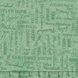 Winter Wreaths - Merry Christmas Green Yardage