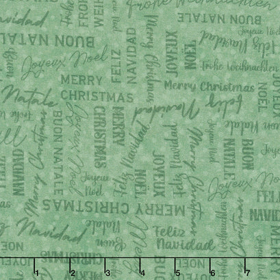 Winter Wreaths - Merry Christmas Green Yardage