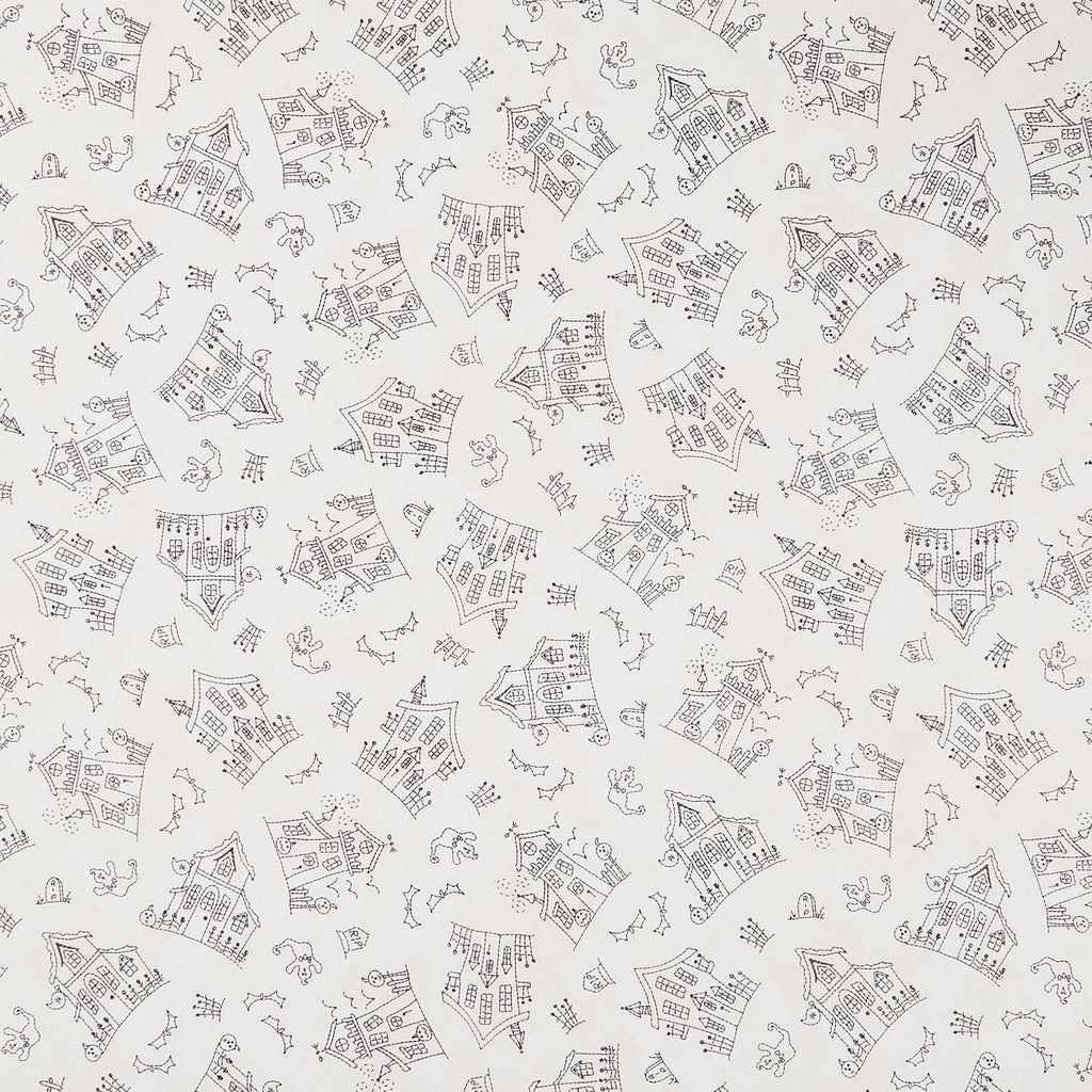Spooky Stitches - Haunted House Cream Yardage