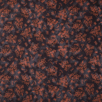 Spooky Stitches - Haunted House Black Yardage