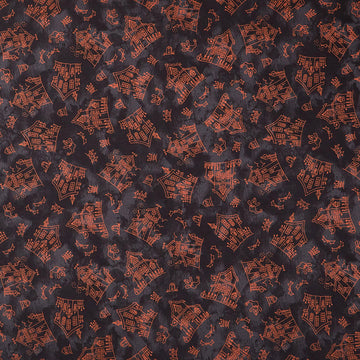 Spooky Stitches - Haunted House Black Yardage