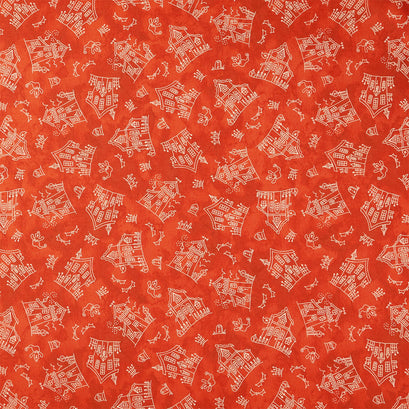 Spooky Stitches - Haunted House Orange Yardage