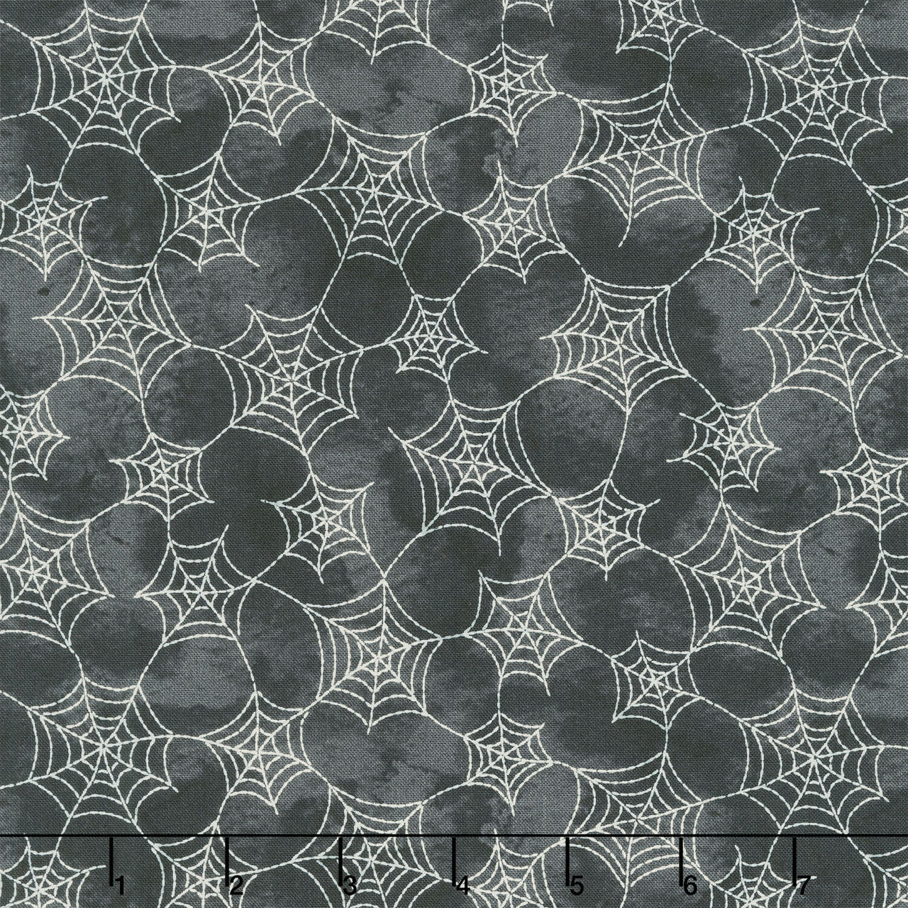 Spooky Stitches - Spiderwebs Black Yardage