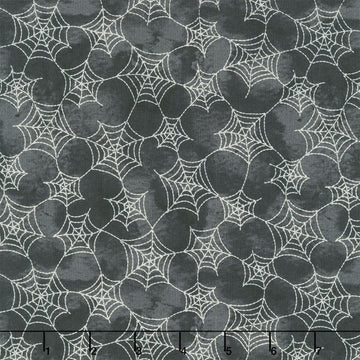 Spooky Stitches - Spiderwebs Black Yardage