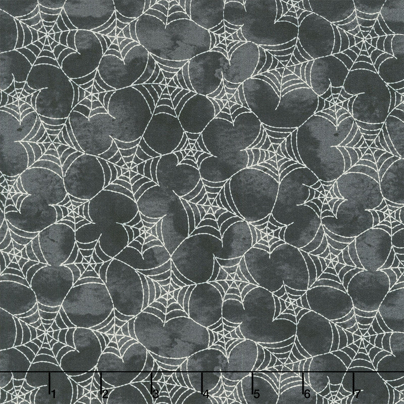 Spooky Stitches - Spiderwebs Black Yardage