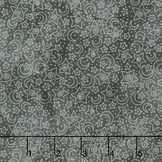 Spooky Stitches - Stars & Moons Black Yardage