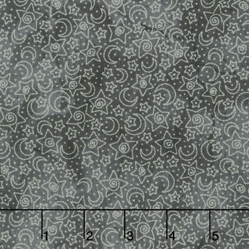 Spooky Stitches - Stars & Moons Black Yardage