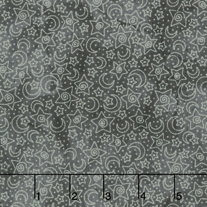 Spooky Stitches - Stars & Moons Black Yardage