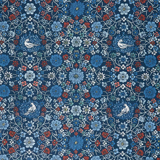 Cottage Flowers - Cosmos & Clover Navy Yardage