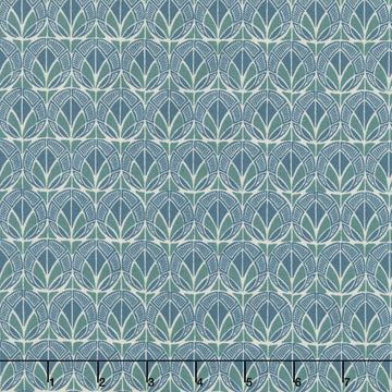 Cottage Flowers - Peacock Blue Yardage