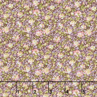 Grand Entrance - Packed Floral Metallic Maroon Yardage