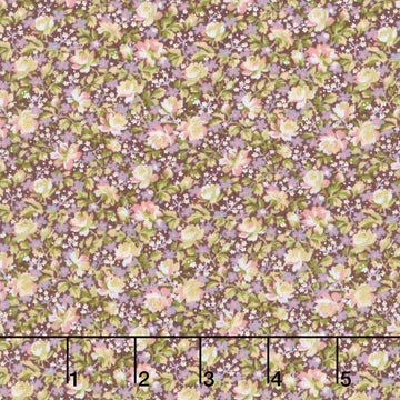 Grand Entrance - Packed Floral Metallic Maroon Yardage