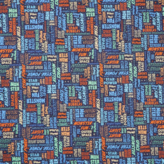 Space Monsters - Monster Words Dark Navy Yardage