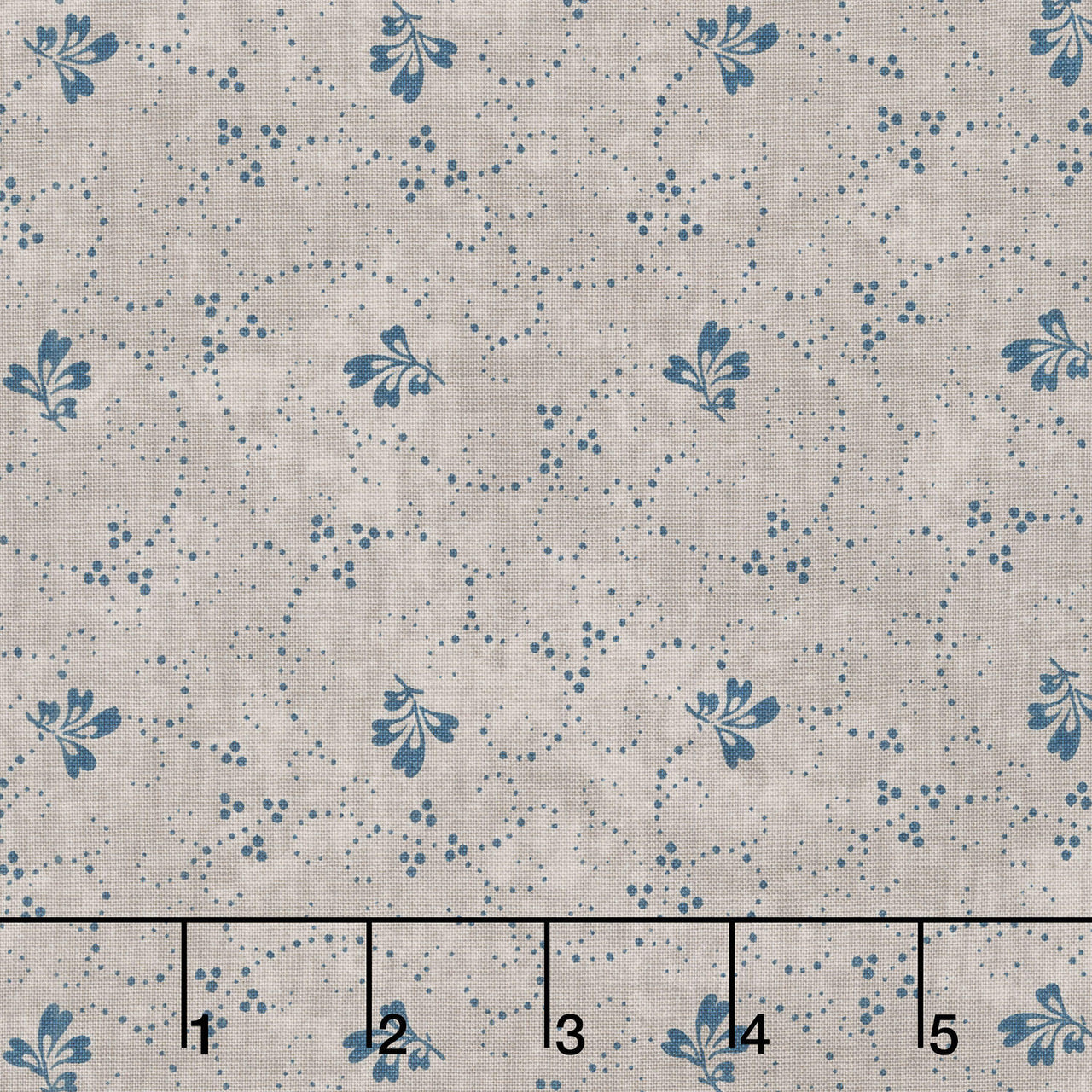 Patchwork Blue - Leaf Tan Yardage