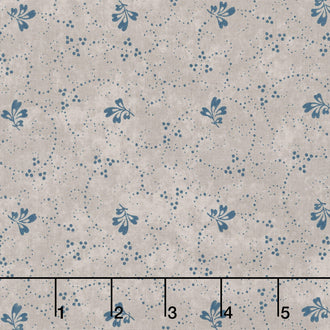 Patchwork Blue - Leaf Tan Yardage